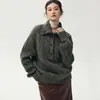 Suéter de Tricô em Ponto Trançado com Gola Alta Retrô em Cashmere Estilo Old Money para Mulheres, Suéter de Tricô em Ponto Trançado com Gola Alta Reversível Espesso de Caimento Solto para o Inverno