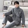 Llegada Nueva 2024 Pijamas para Hombre Invierno Tres Capas Engrosado Acolchado de Algodón Abrigo de Coral Fleece Ropa de Casa Cálida para Usar traje