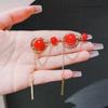 Pendientes de lazo de terciopelo rojo con ambiente de moda, temperamento femenino, flor dulce, borla larga, pendientes Joker al por mayor