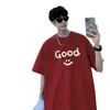 Camiseta Retro Americana de Manga Corta para Hombre, Verano, Algodón Puro de Peso Pesado, Marca de Moda para Adolescentes, Camiseta de Media Manga Holgada y Versátil