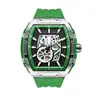 Novo em estoque, relógio casual masculino moderno para comércio exterior, popular na Europa e América, design vazado com pulseira de silicone, relógio mecânico esportivo para homens