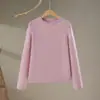 Suéter Básico de Cachemira Nuevo para Otoño e Invierno para Mujer, Cuello Redondo, Jersey, Raya en la Axila, Aspecto Adelgazante, Camiseta de Punto para Base, Estilo Clásico