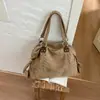 Bolso tote de ante, bolso grande de mujer, nuevo modelo de otoño 2026, bolso de hombro para axila estilo Maillard de alta gama