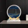 Pintura de Arena Fluida Reloj de Arena Adorno de Escritorio para Sala de Estar Entrada de Casa Puerta Mueble de TV Pasillo Estante de Vino Decoración Juego Móvil de Tres Piezas