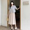 Conjunto de Vestido de Verano Nuevo Estilo Chanel Talla Grande para Mujeres Curvilíneas, Vestido Lencero Largo con Blazer Versátil Conjunto de Dos Piezas Moderno