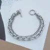 Pulseira Empilhada OT de Camada Dupla Preto e Branco Personalizada Simples para Homem Estudante Retro Celebridade da Internet ins Joia de Aço Inoxidável