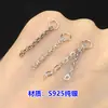 Plata de Ley S925 Cadena con Colgante de Borla de Plata Lisa Pulsera de Cristal Pulsera Trenzada Collar Accesorios Semi-terminados Hechos a Mano DIY