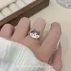 Anel de Gato Azul Fofo de Desenho Animado com Contas para Mulheres 2025 Novo Anel para Dedo Indicador Estilo Doce Infantil Anel Exquisito