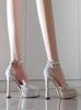 Zapatos de tacón grueso modelo Champagne Gold francés para mujer 2026 Nueva moda Sexy Impermeables Plataforma Suela Gruesa Zapatos de Tacón Alto para Mujer