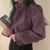 Abrigo de Lana Corto Casual de Cuello Alto de Tendencia Estilo Coreano para Otoño e Invierno