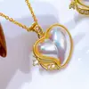 Moda Coreana Sencilla para el Trabajo Madreperla Lujo Ligero Aurora Colorido Perla Mabe Imitación Colgante Deslumbrante Otoño e Invierno Versátil