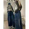 2026 Nova Moda Feminina Estilo Streetwear Americano Modelagem Slim Versátil para o Dia a Dia Múltiplos Bolsos Calça Jeans Tendência Em Estoque