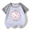Conjunto infantil de manga curta com estampa de desenho Hello Kitty Verão 2023 novo conjunto de duas peças com shorts finos da moda para meninas