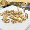 Espaçadores de Pulseira Galvanizados com Cravação de Diamante, Pastilhas Quadradas com Cravação de Diamante, Contas Espaçadoras Galvanizadas para Montagem de Joias Artesanais DIY, Materiais para Acessórios de Joias