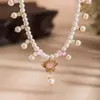 Colar de Franjas com Contas de Pérola Estilo Mori Hanfu Novo Estilo Chinês Cheongsam Traje Antigo Acessórios de Elementos Han para Mulheres