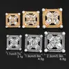Botões de Metal Flor de Cristal Quadrados Vazados de Luxo Leve, Botões Decorativos para Suéter e Casaco de Alta Classe Costurados à Mão, Botões de Diamante de Alta Classe