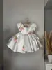 Vestido Branco Fofo para Menina Bebê Aniversário Flores Tulipa Saia Bufante Mangas Bufantes Vestido Princesa