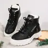 Botas Martin Femininas 2026 Nova Outono Inverno Sapatos de Algodão Botas Curtas Esportivas Casuais Plus Veludo Sapatos Femininos de Cano Alto Outono Preto Branco