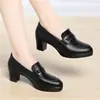Zapatos Negros de Tacón Alto con Punta Redonda para Mujer con Tacones Gruesos y Plataformas Impermeables 2026 Nuevo Estilo Zapatos de Piel para Mujer Zapatos Casuales Que No Cansan Tus Pies Zapatos para Mujer