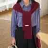 Chal Grueso de Otoño e Invierno para Mujer Color Sólido Tejido Simple Versátil Estilo Preppy Bufanda Estilo Perezoso Exterior Chal Cálido 62