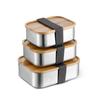 Lonchera de Acero Inoxidable 304 con Tapa de Bambú, Caja Sellada para Conservar Frescura, Lonchera para Estudiantes, Caja de Almacenamiento para Refrigerador, Gran Capacidad, Aislamiento Térmico