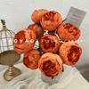 10 cabezas de ramos de peonías de flores artificiales envueltas en peonía central peonía occidental adornos florales para mesa de comedor en casa pared de flores para boda flores falsas