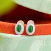 Pendientes Yuebao de plata de ley S925 chapados en oro con diseño de jade, estilo retro, ligeros, de lujo y elegantes, con forma de huevo, personalizados y a juego.