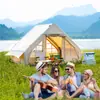 Tienda Inflable SENLEETO de Fácil Montaje 6.3 m² para Acampar con Ventilación para Aire Acondicionado, Abertura para Estufa y Ventana Cenital Glamping en 3 Minutos 4-6 Personas UPF50+ 420D Oxford