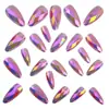 Uñas Postizas Moradas Brillantes Metálicas Galvanizadas Iridiscentes con Forma de Rombo Multifacético Estéreo 3D Moda Europea y Americana Redondas con Forma de Almendra
