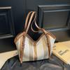 Bolso de Mano de Lona Rayada para Mujer, Bolso Tote Ligero de Gran Capacidad Casual, Bolso de Hombro Rayado de Moda Versátil