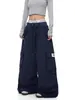 2026 Novo Estilo de Rua Americano Calça Jeans com Cachecol Removível para Homens e Mulheres, Calça Wide-Leg Cool Cleanfit