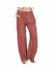 2024 Transfronteiriço Europeu e Americano Amazon Ebay Aliexpress Wish Exportação Calças de Yoga Femininas Casuais Soltas de Algodão e Linho