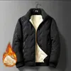 Jaqueta de lã de cordeiro outono e inverno para homens, casaco de algodão para jovens e meia-idade, roupa de algodão espessa, tamanho grande, jaqueta de inverno casual simples para homens