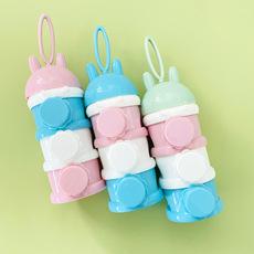 Nueva caja de leche en polvo PP de tres capas con apertura lateral de dibujos animados transfronteriza, caja de polvo de arroz portátil, lata de leche en polvo de 3 rejillas para bebés de gran capacidad