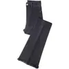 Calça jeans skinny forrada com fleece feminina outono e inverno 2023 nova cintura alta modeladora barra de sino levemente desfiada