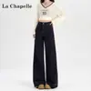 Calça Jeans Wide Leg Azul Escuro para Mulheres Baixas, Tendência Verão 2025 Versátil Nova de Cintura Alta Solta Comprimento Total
