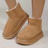 Botas de neve curtas casuais confortáveis de outono e inverno para homens e mulheres, com sola grossa elevada, cor sólida, bico redondo, moda, mini botas de neve