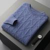 Novedad Otoño e Invierno Suéter de Cachemira para Hombre Rombo Grande Carpintería Retro Casual Lujo Ligero Moda Suéter Grueso de Cachemira Suéter de Punto