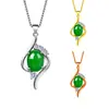Pingente vintage de calcedônia incrustada pingente oco de jade verde feminino pingente de ágata pingente de jaspe fino e agradável