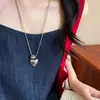 Collar de Corazón de Metal y Piedra Natural para Mujer 2026 Nuevo Estilo Cadena para Clavícula Tacto de Alta Gama Colgante Largo Cadena para Suéter Accesorios
