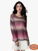 Suéter de punto hueco con degradado teñido anudado Design Sense para mujer, blusa de manga larga de otoño e invierno, estilo coreano, top holgado de estilo perezoso.