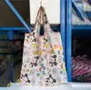 Bolsa de compras feminina de nylon, prática e portátil, para compras em lojas, supermercados, bolsa de ombro para compras, pode ser Vendida no Atacado