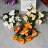 Flores Artificiais com 7 Cabeças, Orquídeas Borboleta em Cores de Outono, Arranjos de Flores Artificiais para Decoração de Casa, Celebrações de Casamento, Atacado de Fabricantes, Adereços de Fotografia