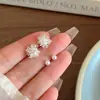 Fuegos Artificiales de Diente de León Perla de Imitación Juego de Cuatro Piezas Aretes para Mujer Combinación de Gama Alta Aretes de Temperamento Aretes Únicos de Nicho