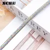 Tira de Strass em Tubo Redondo de 4mm com Corda Decorativa, Corda Totalmente de Strass, Cinto para Roupas, Alça de Ombro, Cadarço, Acessórios para Joias DIY Customização
