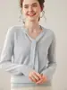 Suéter de Cachemir Puro para Mujer, Corte Ajustado con Cuello en V de Cinta, Tejido Cálido, Corte Holgado, Adelgazante, Elegante