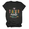 Modo Profesor Desactivado Amazon Wish Sitio Independiente Comercio Exterior Transfronterizo Camiseta Casual para Mujer de Cuello Redondo y Manga Corta
