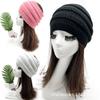Cinturón de pelo de punto de color liso para mujer, para otoño e invierno, para lavado de cara, de ala ancha, para todo tipo de ocasiones, para deportes al aire libre, protector de orejas, parte superior vacía, cola de caballo expuesta