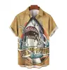 Comércio exterior 2024 estampa legal fofa de tubarão com impressão 3D camisa masculina casual de rua masculina