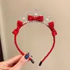 Tiara Vermelha de Pérolas de Ano Novo para Meninas e Bebês, Acessório de Cabeça Versátil e Estiloso, Presilha de Cabelo e Acessórios de Cabelo para Meninas